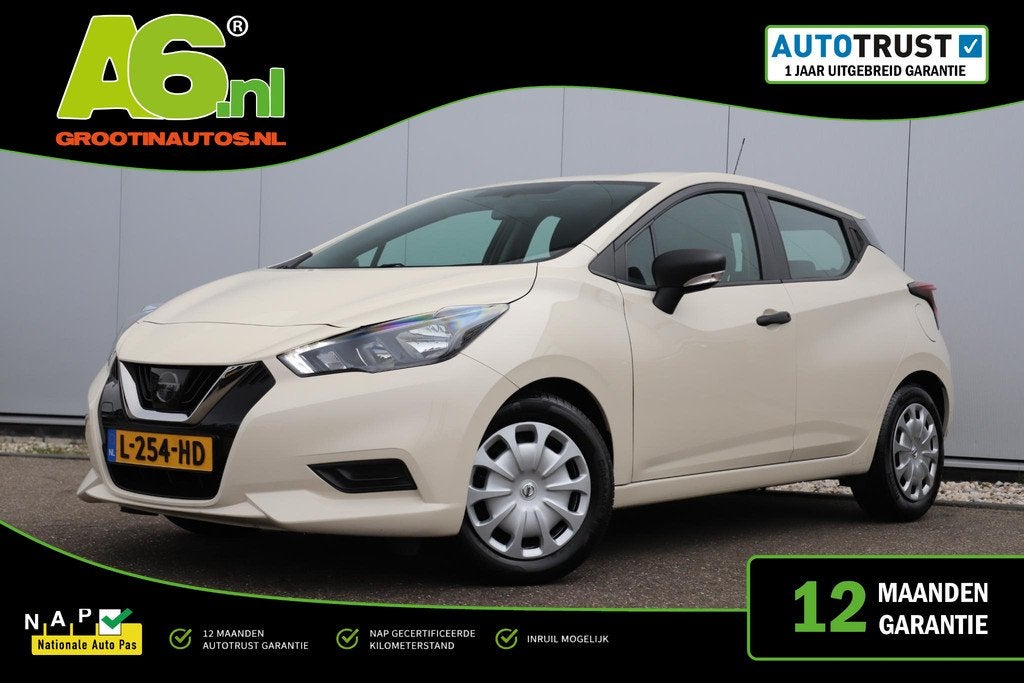 Nissan Micra 1.0 IG-T Visia Airco Radio Bluetooth Stoelverwa, Auto's, Nissan, Bedrijf, Te koop, Micra, ABS, Airbags, Alarm, Bluetooth