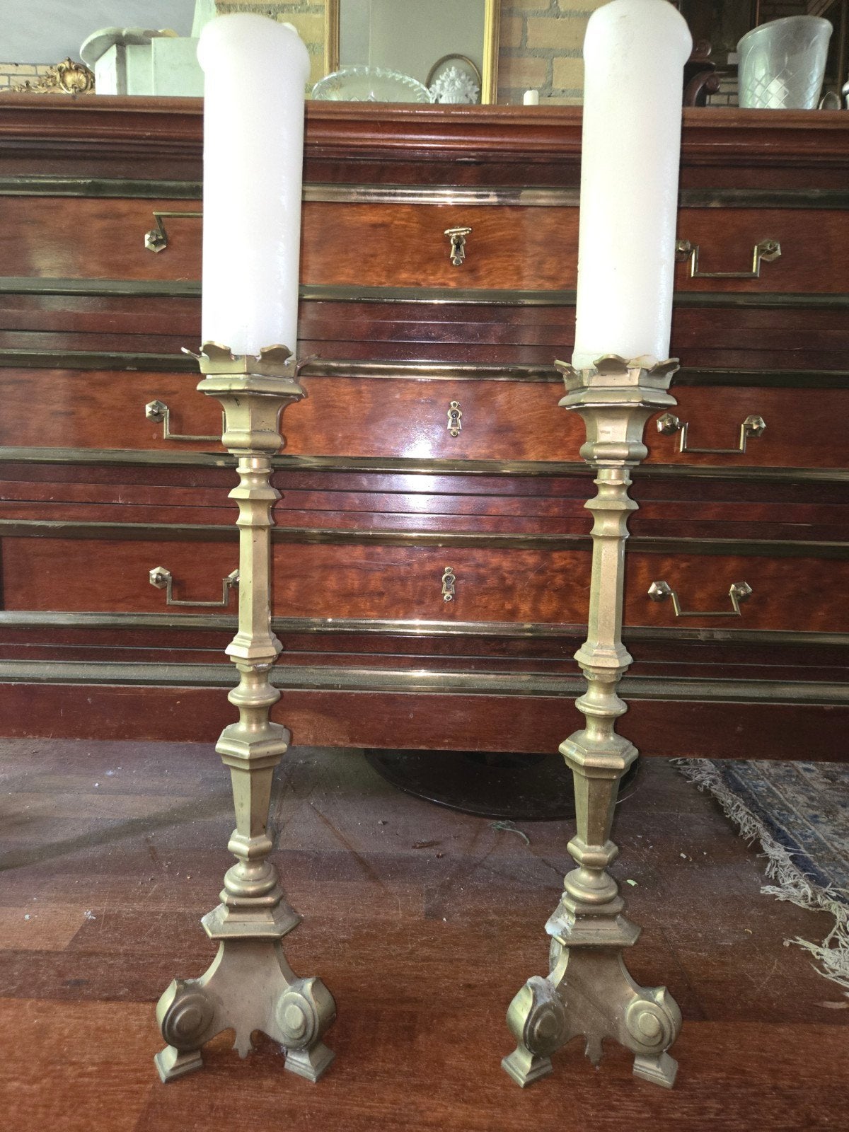 Zware koperen kerk kandelaars, Ophalen, Koper of Brons