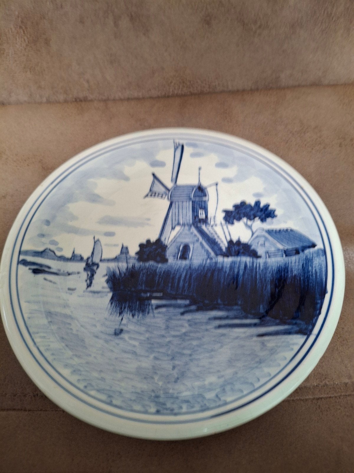 Delfts Blauw Wandbord met Molenlandschap, Ophalen of Verzenden