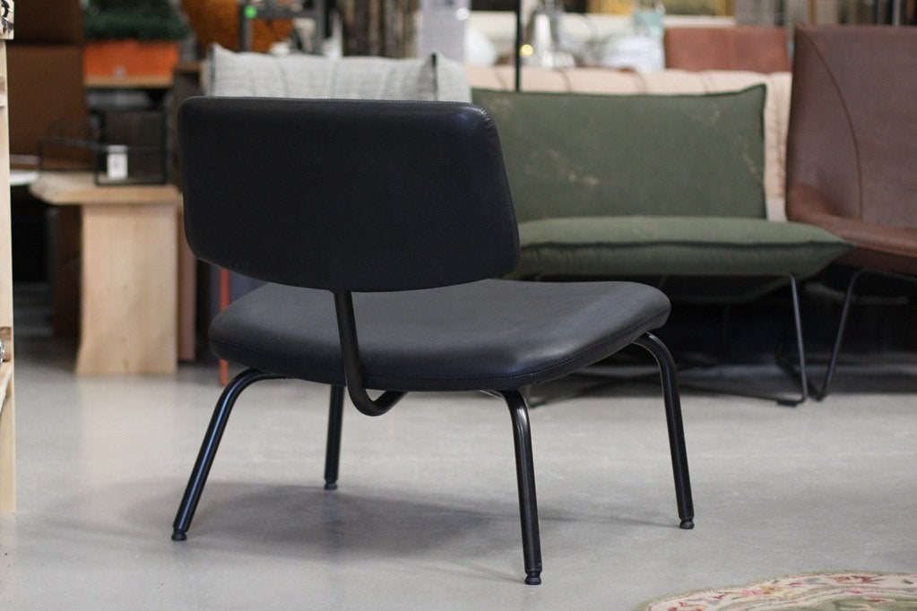 Hippe zwarte moderne fauteuil ZIPP Jess Design echt leer, Huis en Inrichting, Fauteuils, Ophalen, Modern design industrieel, Zo goed als nieuw