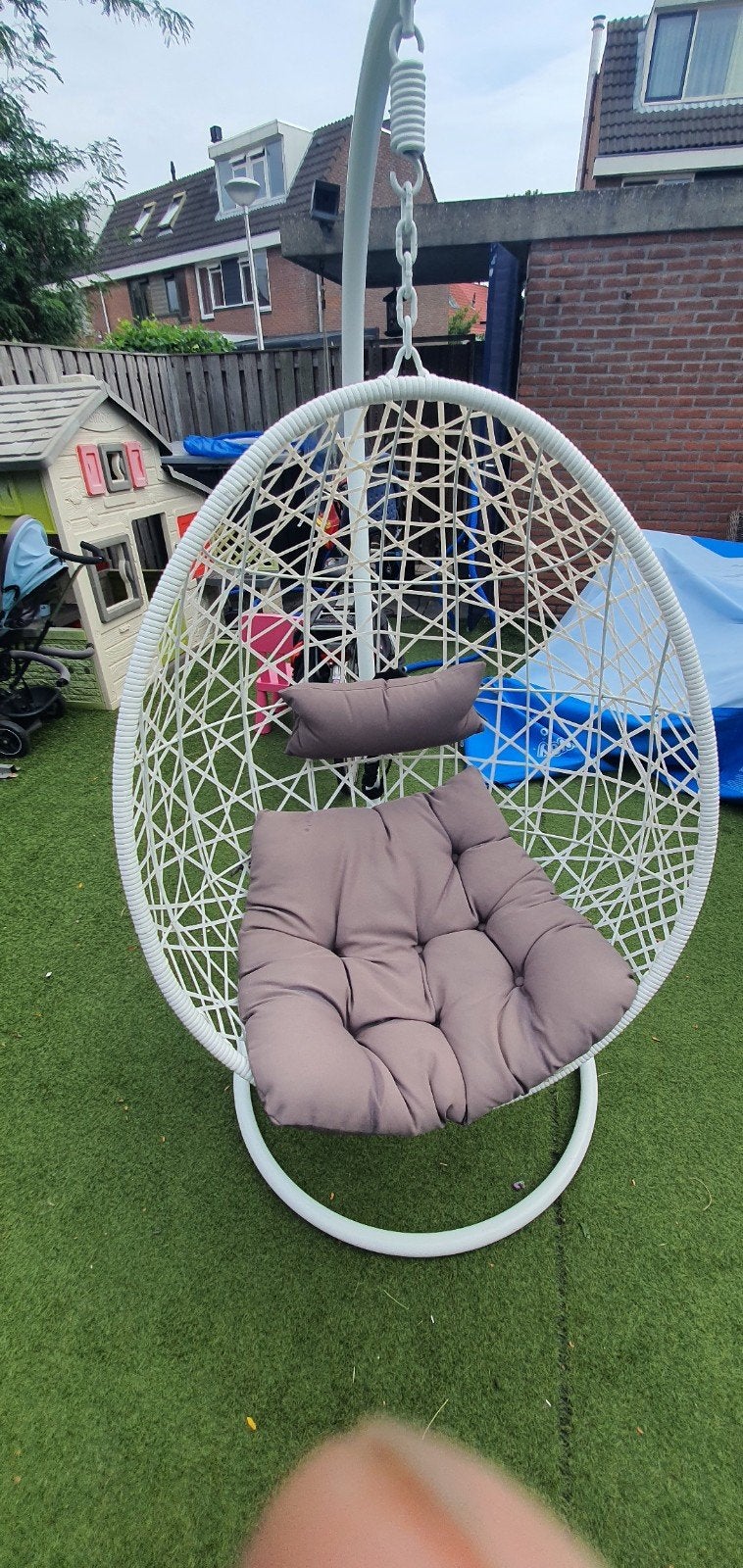 Witte hangstoel eggchair eistoel, Ophalen, Gebruikt, Rotan