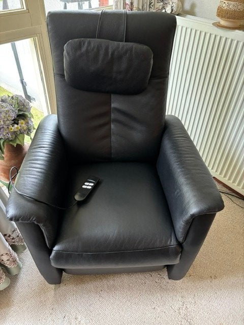 Luxe Zwart Lederen Relaxfauteuil met Afstandsbediening