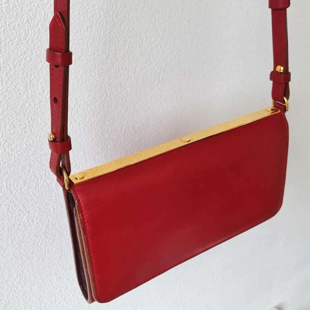 Sophie Hulme Wallet on Chain – Rood Leer, Verzenden, Gebruikt, Rood, Schoudertasje
