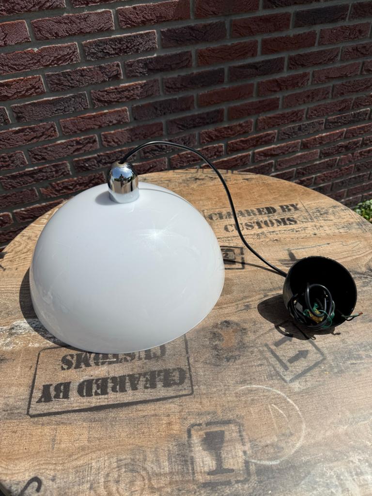 Witte Koepel Hanglamp - Modern Design, Huis en Inrichting, Lampen | Hanglampen, Ophalen of Verzenden, Gebruikt, Metaal