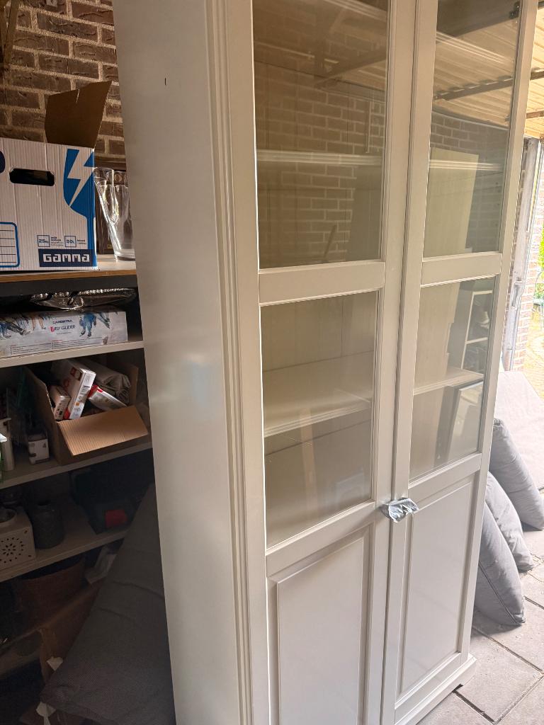 Vitrine kast, Ophalen, 50 tot 100 cm, Zo goed als nieuw, 150 tot 200 cm