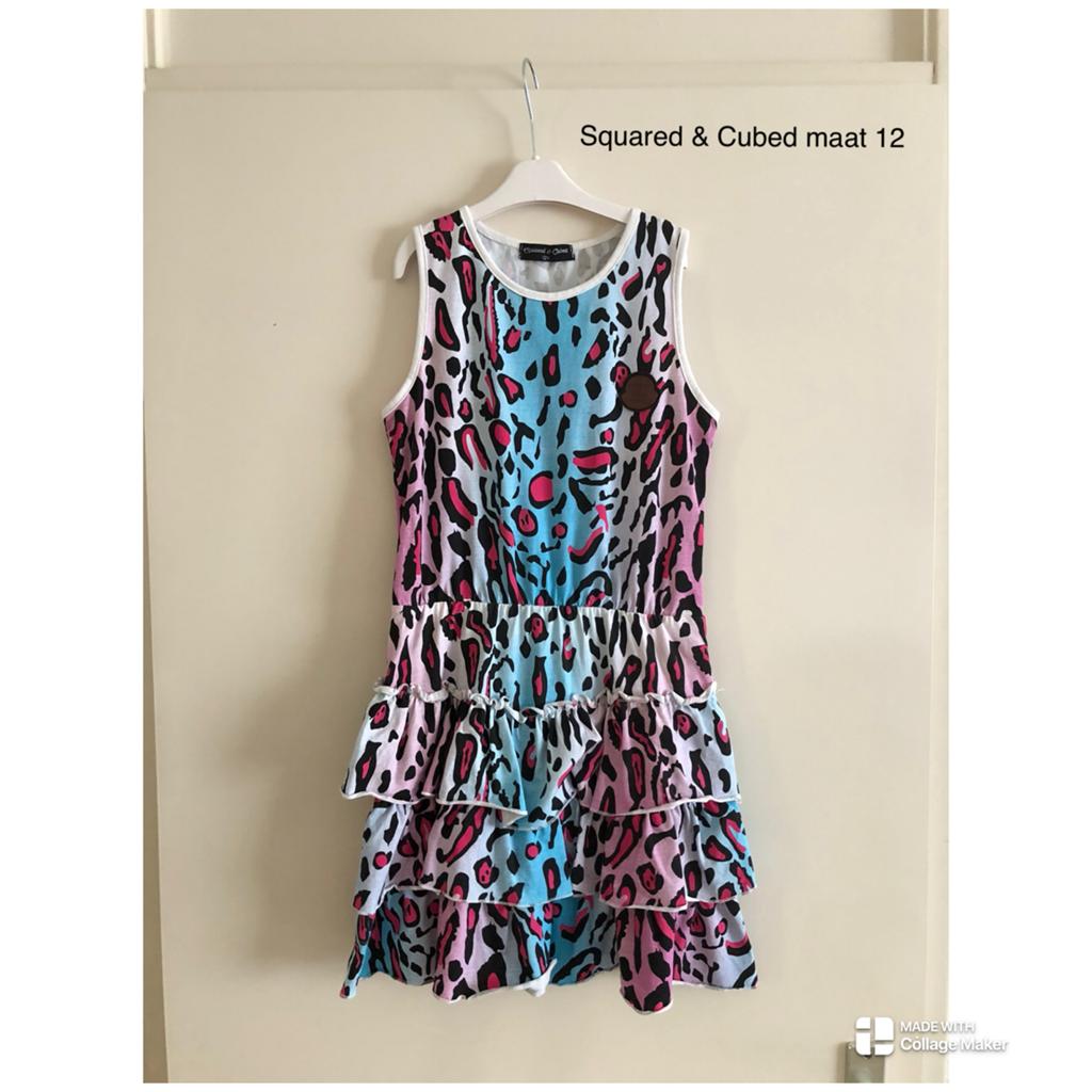 Squared & Cubed jurk met luipaardprint en ruches, Ophalen of Verzenden, Gebruikt, Meisje, Jurk of Rok