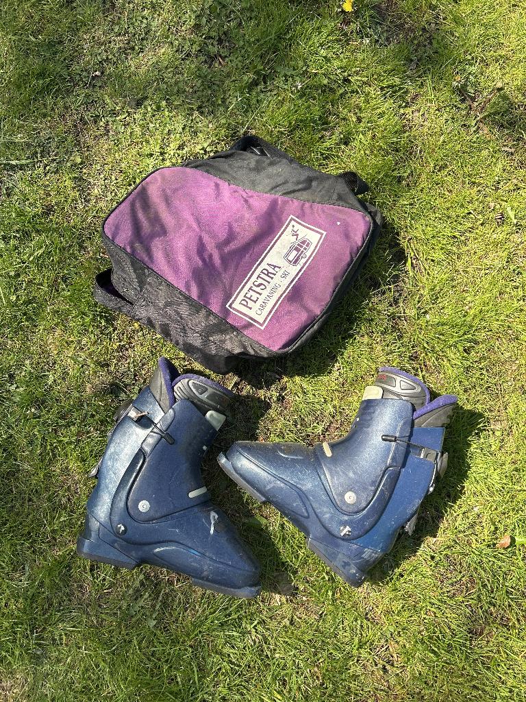 skischoenen met tas, Sport en Fitness, Skiën en Langlaufen, 160 tot 180 cm, Gebruikt, Schoenen, Skiën