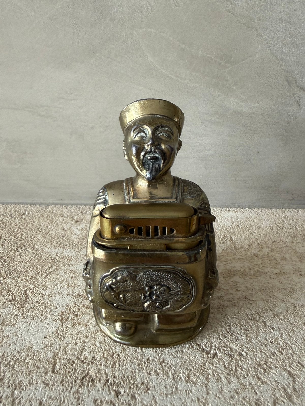 Vintage Japanse Messing Oosterse Man Figuur met Aansteker, Ophalen