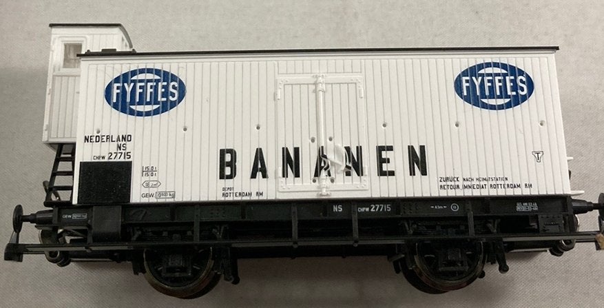 Piko NS koelwagon Fyffes met spaakwielen en remmershuis, Gelijkstroom, NS, Nieuw, Wagon