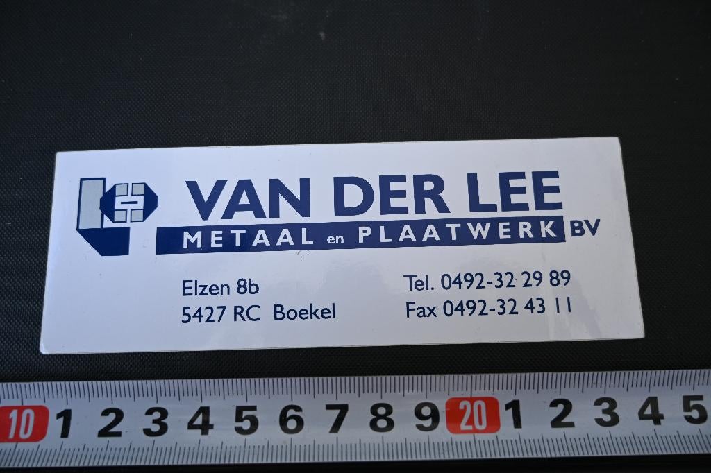 sticker boekel VAN DER LEE metaal en plaatwerk bv, Verzamelen, Stickers, Zo goed als nieuw, Ophalen