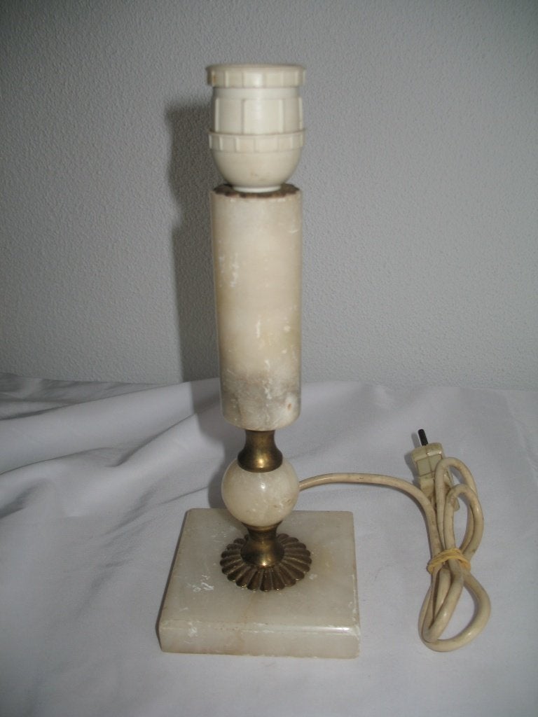 Tafel Lampenvoet Onyx Marmer Koperen ElementenVintage, Antiek en Kunst, Ophalen of Verzenden