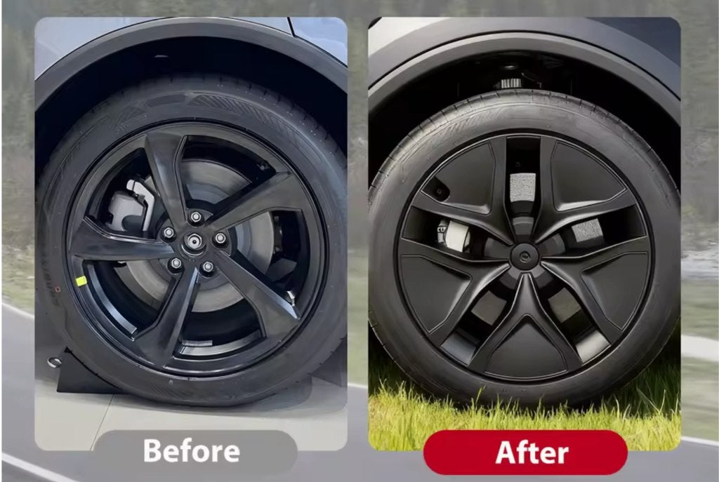 Foto 2 van wieldoppen voor tesla model Y Jupiner, mat zwart, 19 inch