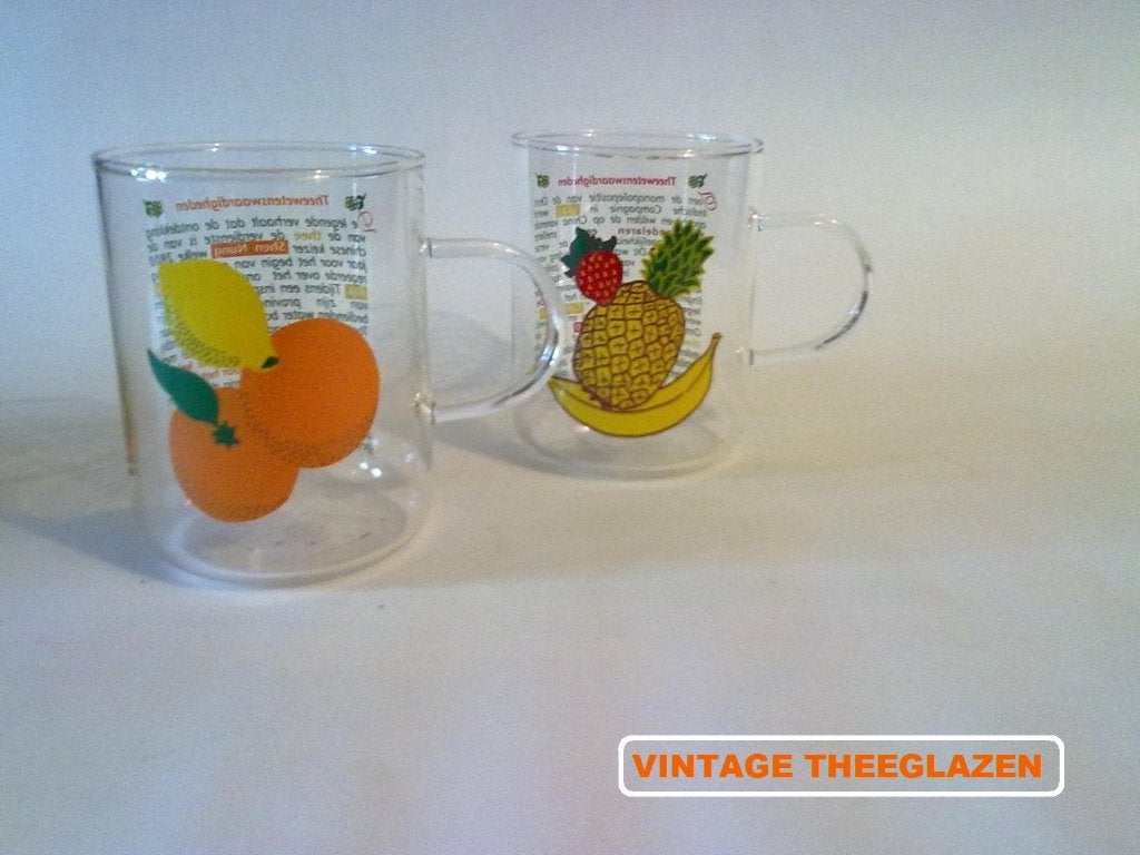 retro vintage jaren 80 theeglazen thee glas 80s, Ophalen, Zo goed als nieuw, Overige typen