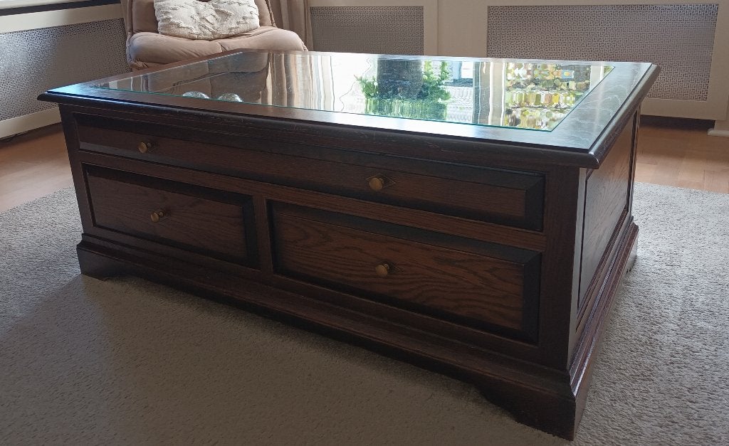 Koloniaal eiken salontafel, Huis en Inrichting, Ophalen, Gebruikt, 50 tot 100 cm, Koloniaal eiken