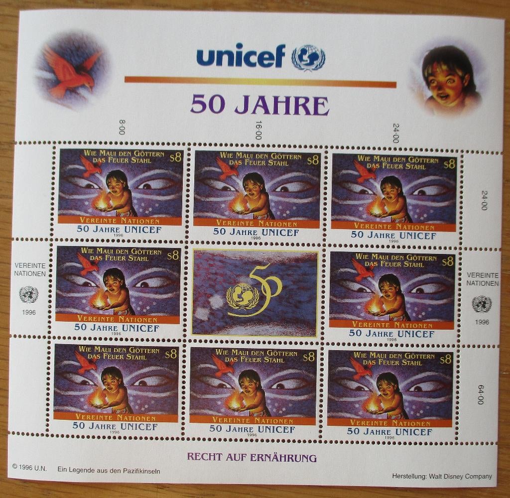 VN Wenen, serie 50 jaar UNICEF, in velletjes, 1996, Postzegels en Munten, Verzenden, Overige landen, Postfris