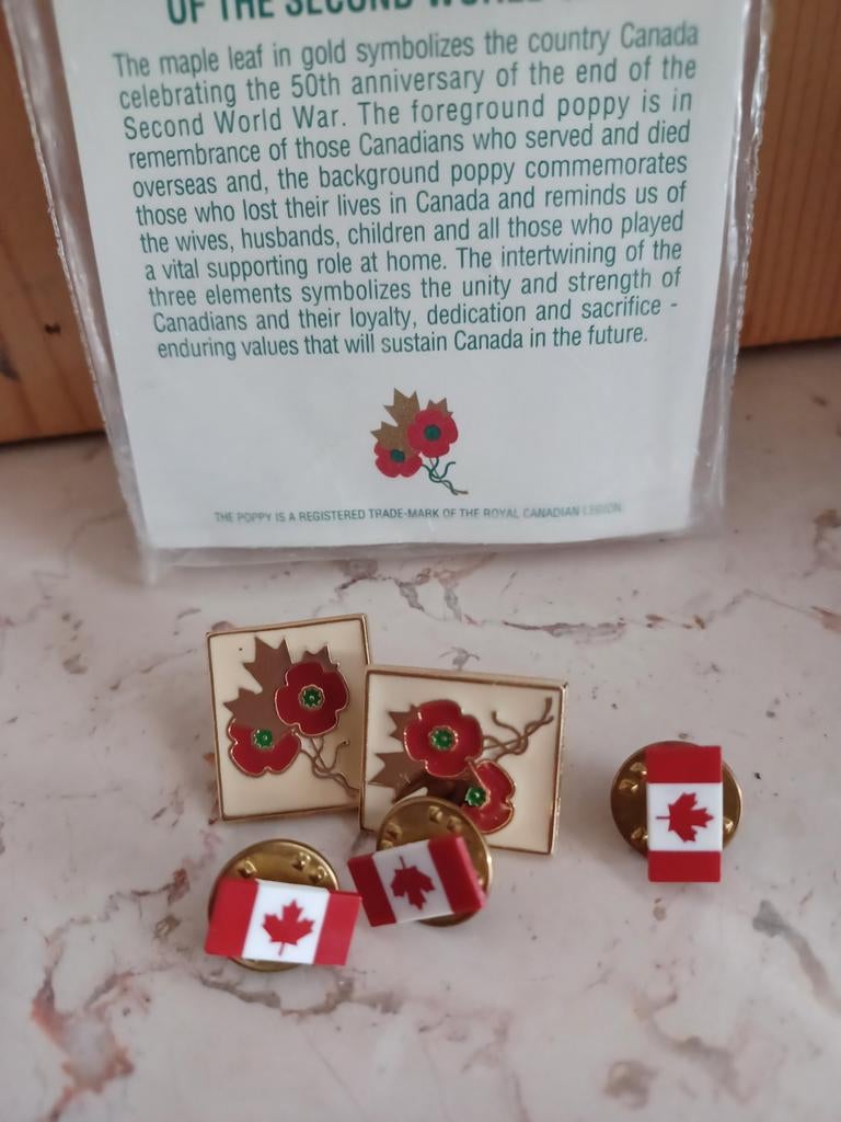 Canada Herdenkt Pins - Klaproos &  Canadese Vlag, Ophalen of Verzenden, Stad of Land, Speldje of Pin