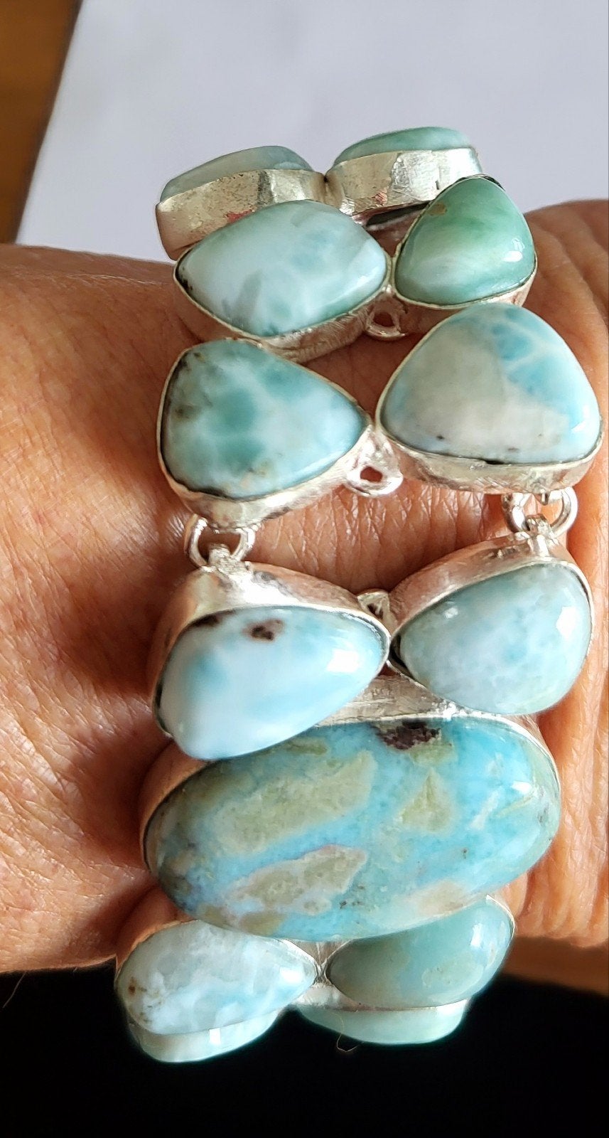 Zilveren 925 Armband met Larimar Edelstenen Zeer exclusief, Blauw, Nieuw, Ophalen of Verzenden, Met edelsteen