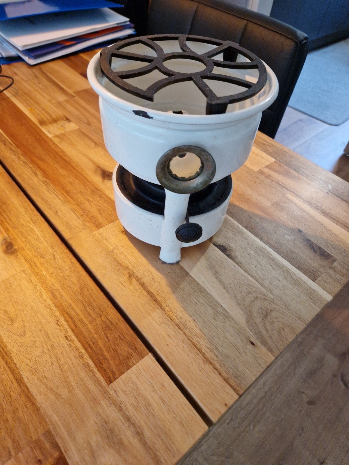 Vintage Fonduebrander / Rechaud - Wit geëmailleerd, Ophalen of Verzenden