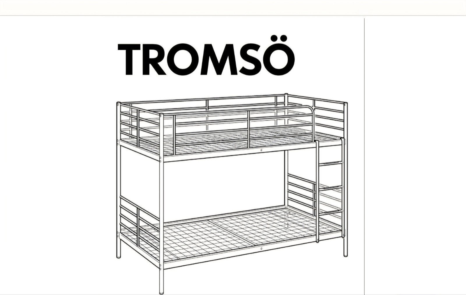 IKEA TROMSO Stapelbed - Ruimtebesparend (gedemonteerd), Gebruikt, 90 cm, Eenpersoons, 160 tot 180 cm