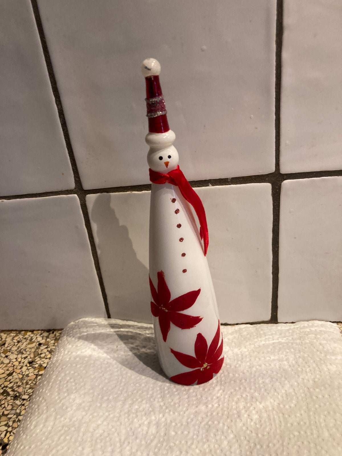 Glazen beeld sneeuwpop, Ophalen of Verzenden, Zo goed als nieuw