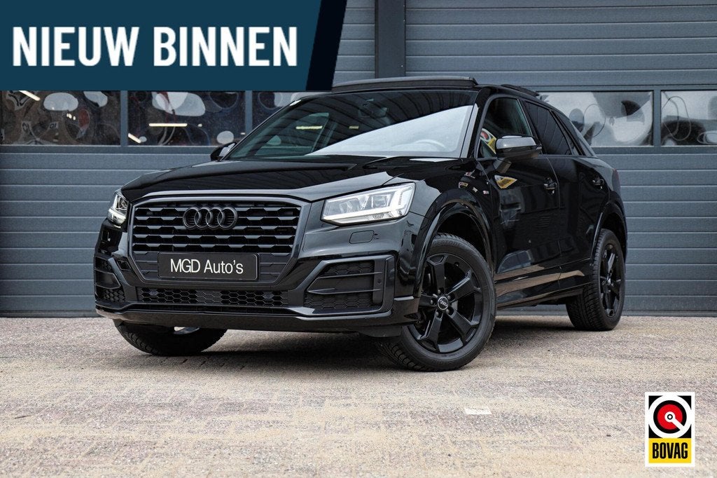 Audi Q2 35 TFSI Sport S-Line |LED|PANODAK|KEYLESS|STOELVERW., Auto's, Audi, 4 cilinders, Zwart, Leder, Bedrijf