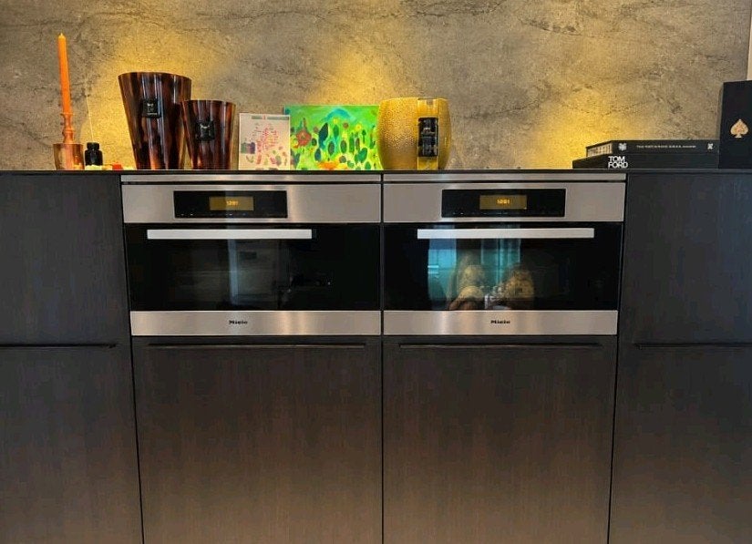 MIELE ovenset: combi magnetron/ oven + bijpassende stoomoven, Ophalen, Combimagnetron, Zo goed als nieuw, Inbouw