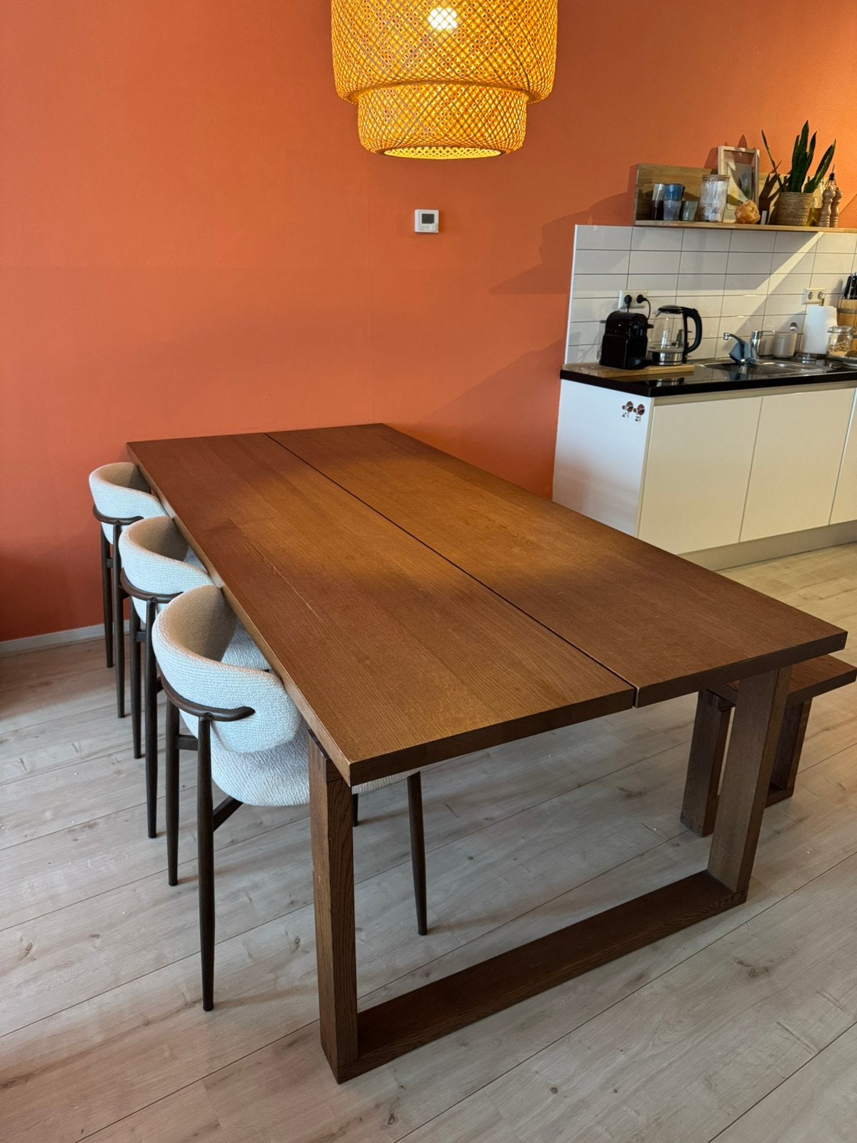 Eettafel MÖRBYLÅNGA eikenfineer 220x100, Ophalen, 200 cm of meer, 50 tot 100 cm, Zo goed als nieuw
