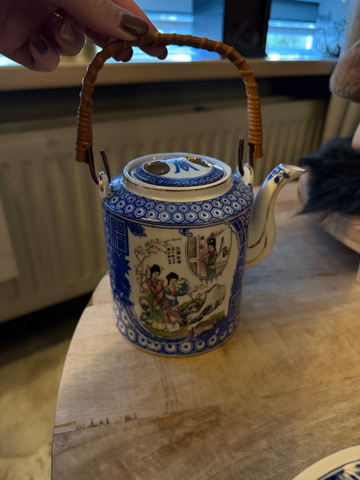 Vintage Chinese theepot met bamboe handvat, Antiek en Kunst, Ophalen of Verzenden