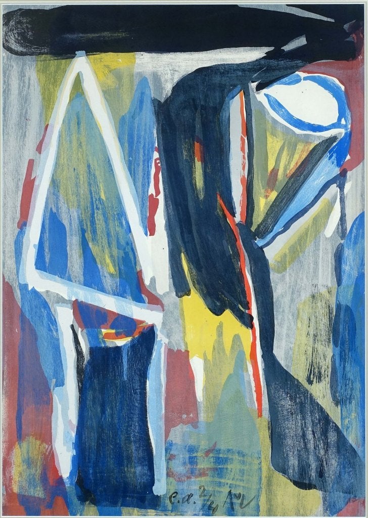 Bram van Velde (1895)Kleur Lithografie "Comp YR 318" Ges Gen, Abstract, Gelimiteerde oplage, Ophalen of Verzenden, Lithografie