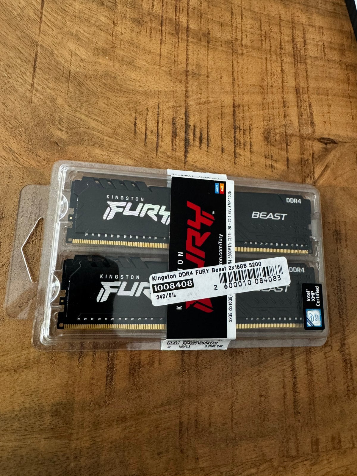Kingston DDR4 FURY Beast 2x16GB 3200, Computers en Software, RAM geheugen, 32 GB, DDR4, Ophalen of Verzenden, Zo goed als nieuw