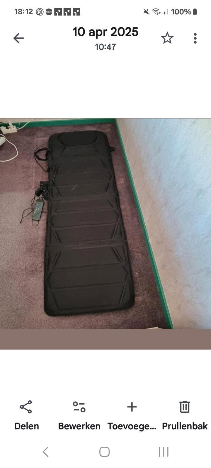 Massagemat met warmtefunctie en afstandsbediening, Ophalen