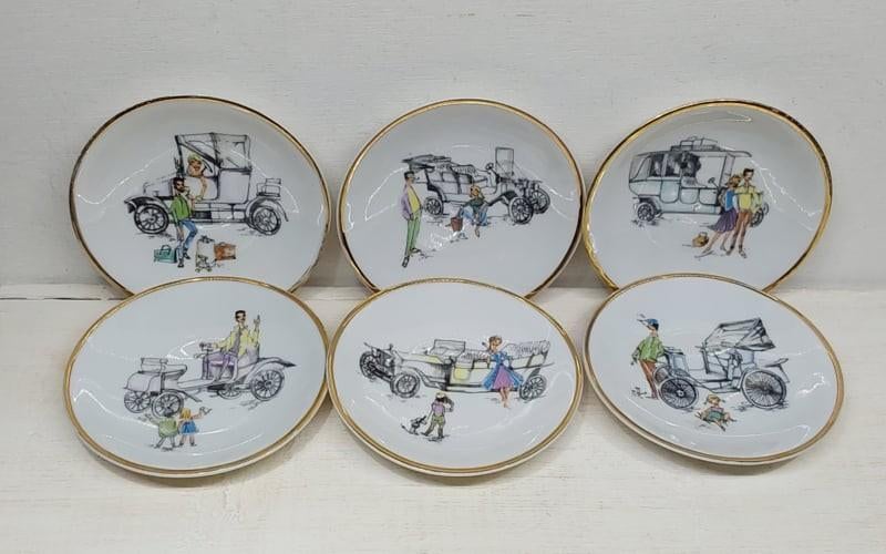 6 jaren 50 porseleinen bordjes, cake of petit four, Ophalen of Verzenden