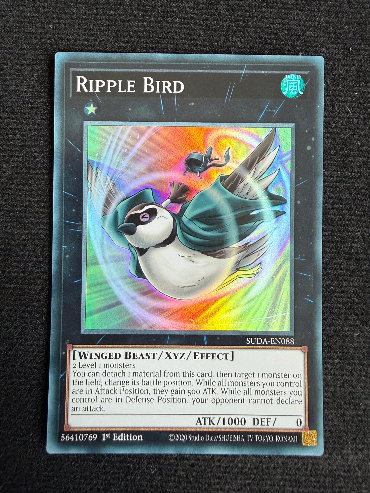 Yu-Gi-Oh! Ripple Bird - Super Rare - SUDA-EN088 1st Edition, Verzenden, Zo goed als nieuw, Losse kaart, Foil