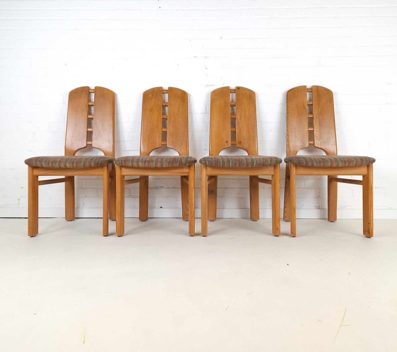 4x vintage Lübke stoelen brutalist jaren 70 mid century, Ophalen, Gebruikt, Bruin, Vier