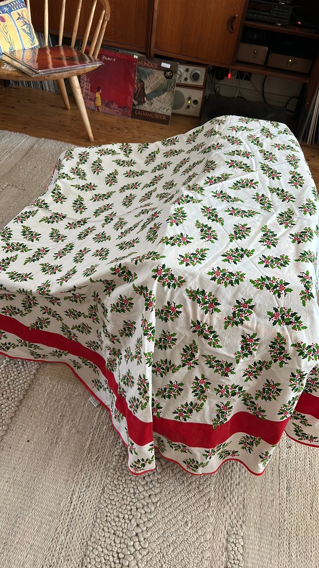 Vintage Hema katoen rond kerstkleed kerst tafellaken, Ophalen of Verzenden, Zo goed als nieuw