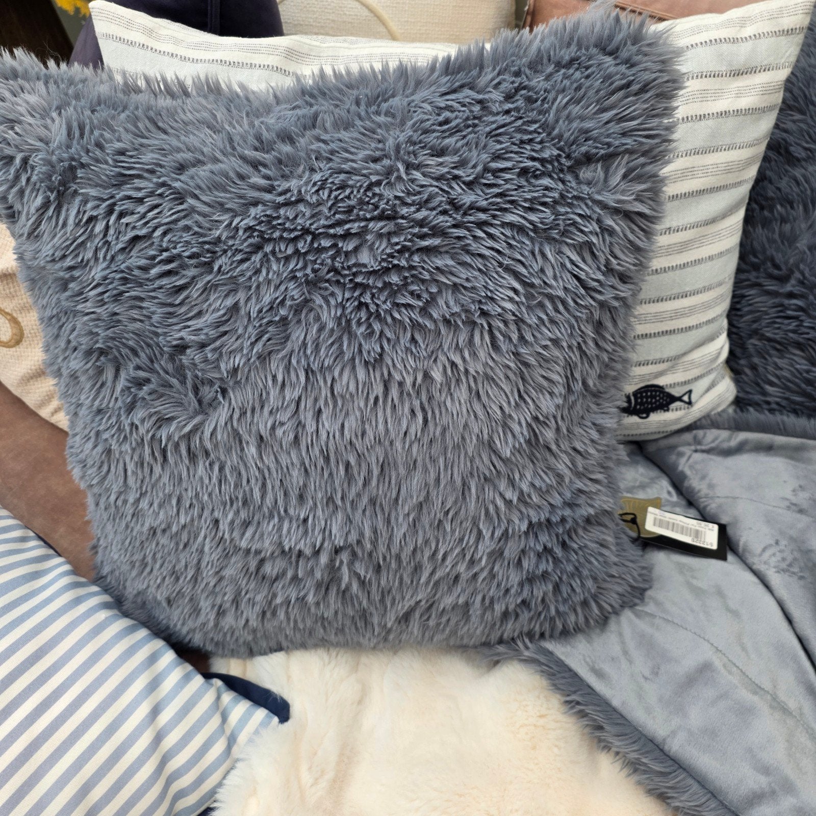 Rivièra Maison Blauwe Fluffy Kussenhoes, Blauw, Riviera Maison, Nieuw, Ophalen of Verzenden