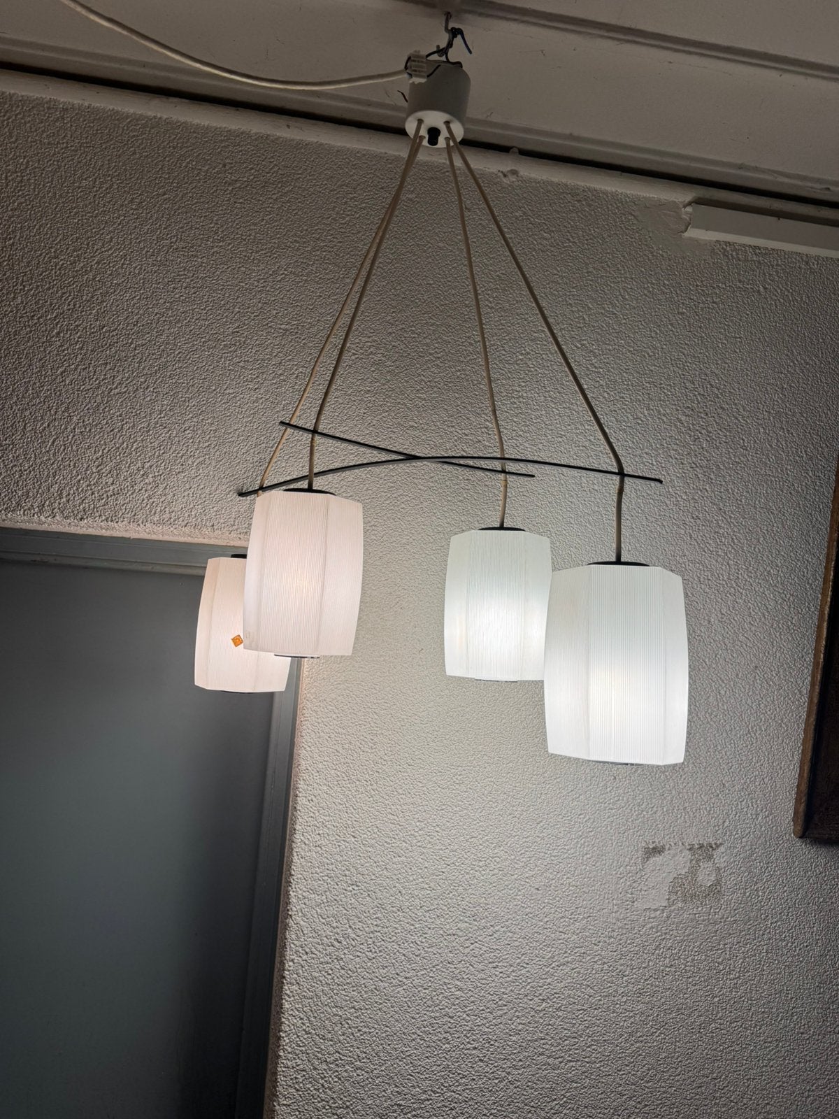 Doria, Hanglamp,sixties,70s,Mid-Century,Stilnovo,vintage, Huis en Inrichting, Gebruikt, 50 tot 75 cm, Ophalen of Verzenden, Glas