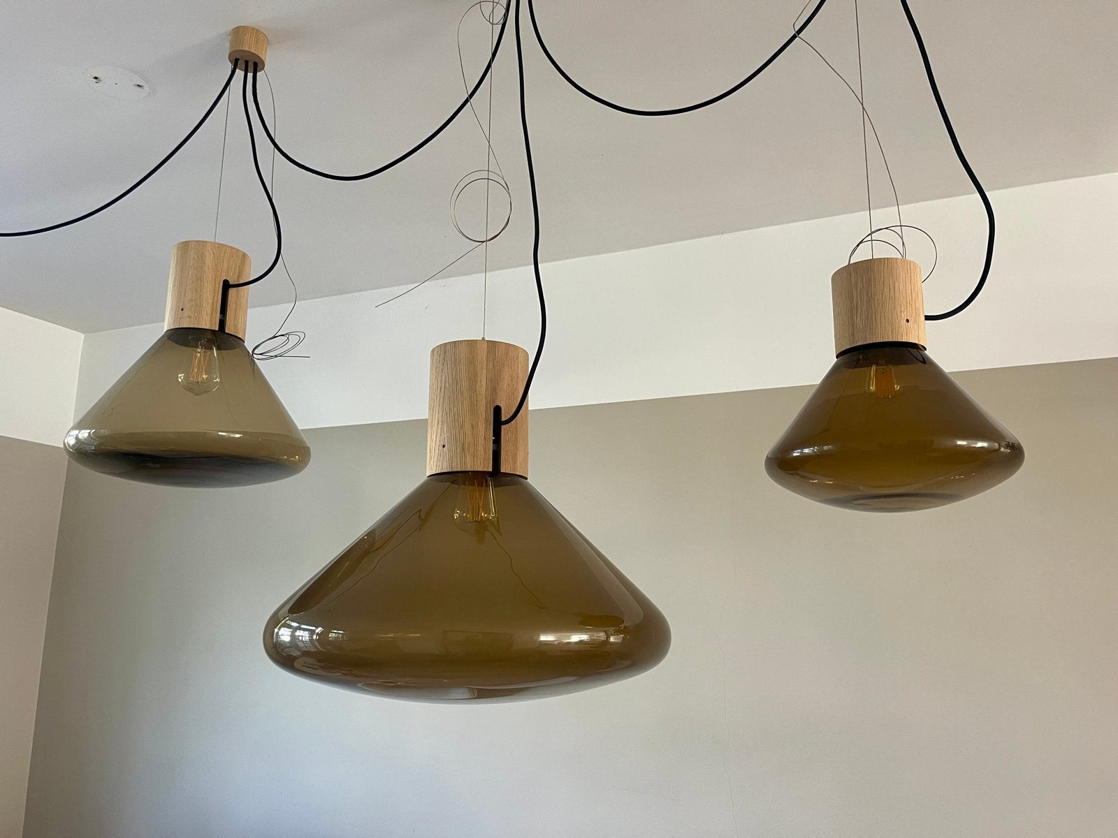 Brokis Muffin lampen (S, M, L) in smoke brown, Ophalen of Verzenden, Zo goed als nieuw, Glas, E27 (groot)