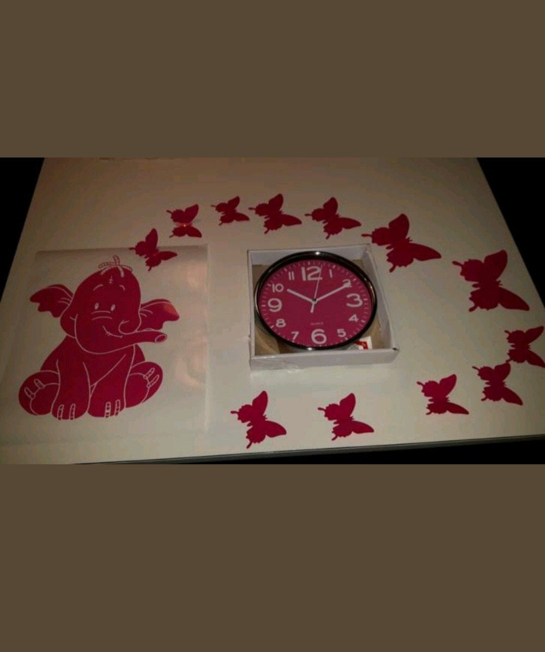 Wanddecoratie set: Klok, 3D vlinders en muursticker, Ophalen of Verzenden