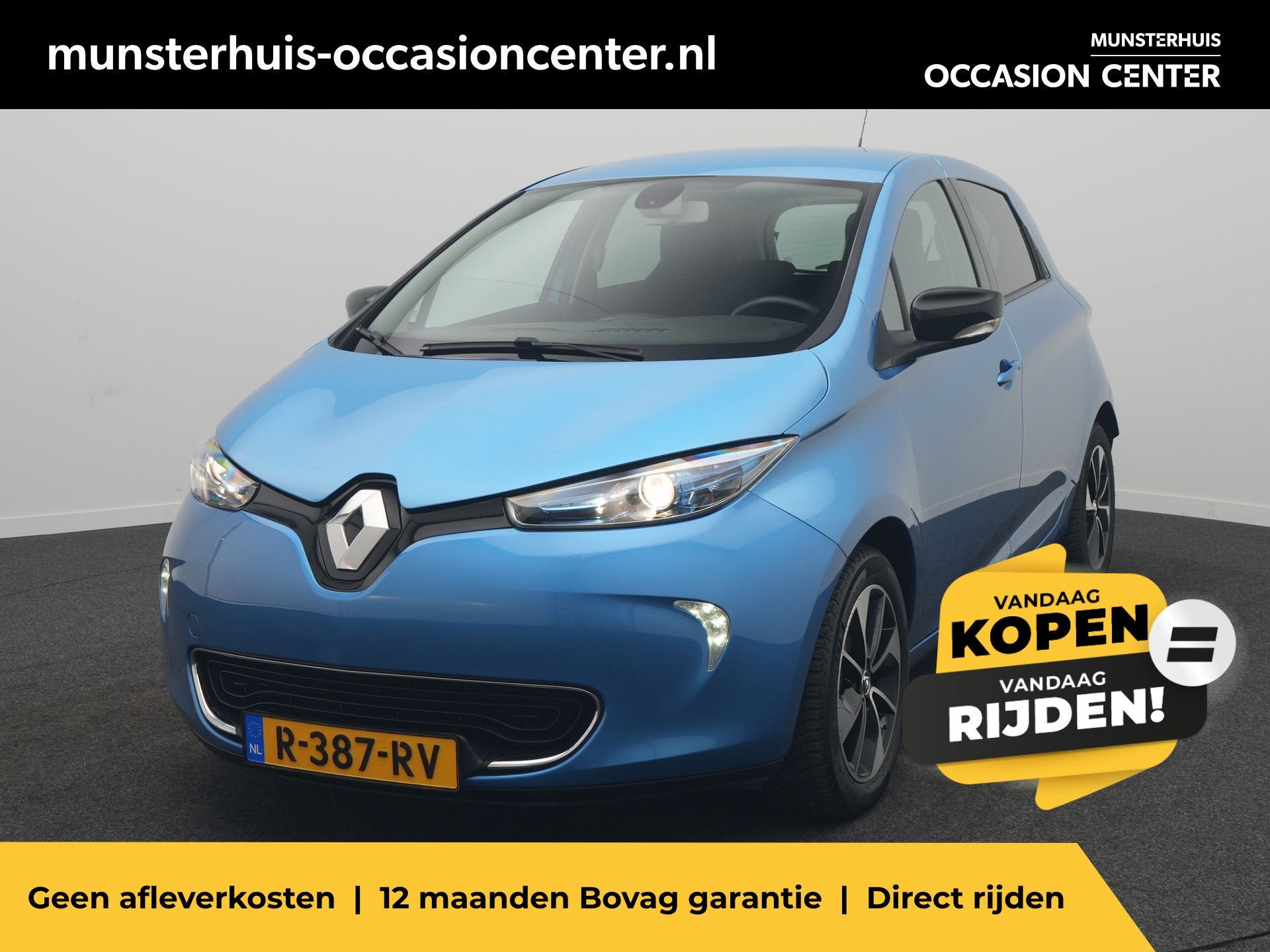 Renault ZOE R90 Intens 41 kWh (ex Accu) - RIJKLAARPRIJS - SO, Auto's, Renault, 12 maanden, Stof, Gebruikt, Zwart