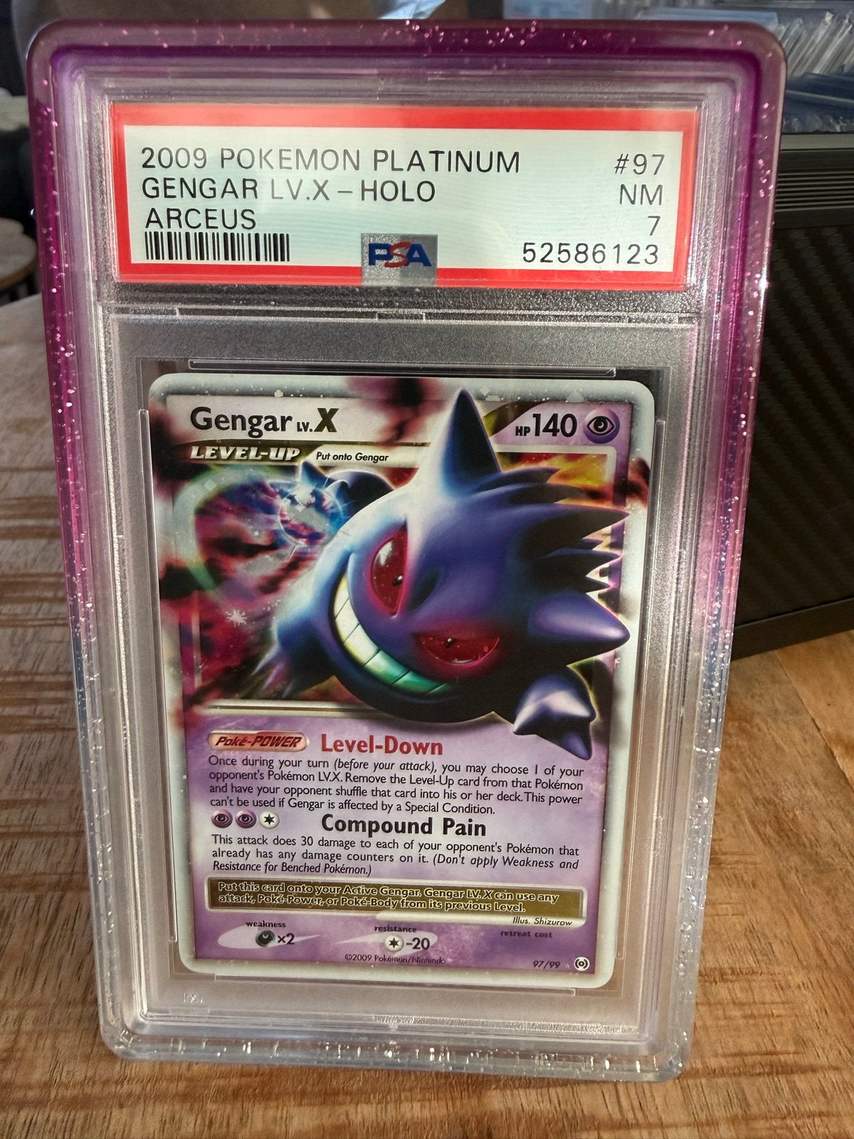 Gengar LV.X Holo PSA 7 - 2009 Platinum Arceus Pokémon Kaart, Ophalen of Verzenden, Gebruikt, Losse kaart, Foil