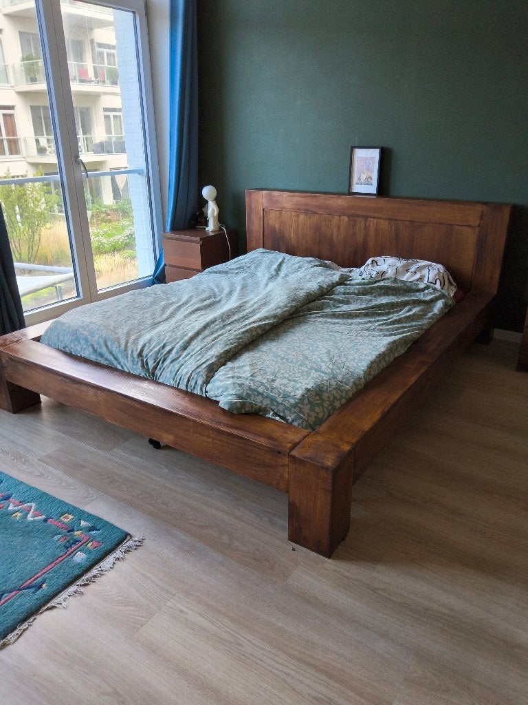 bed ombouw 160x210, Ophalen, Gebruikt, Bruin, 210 cm