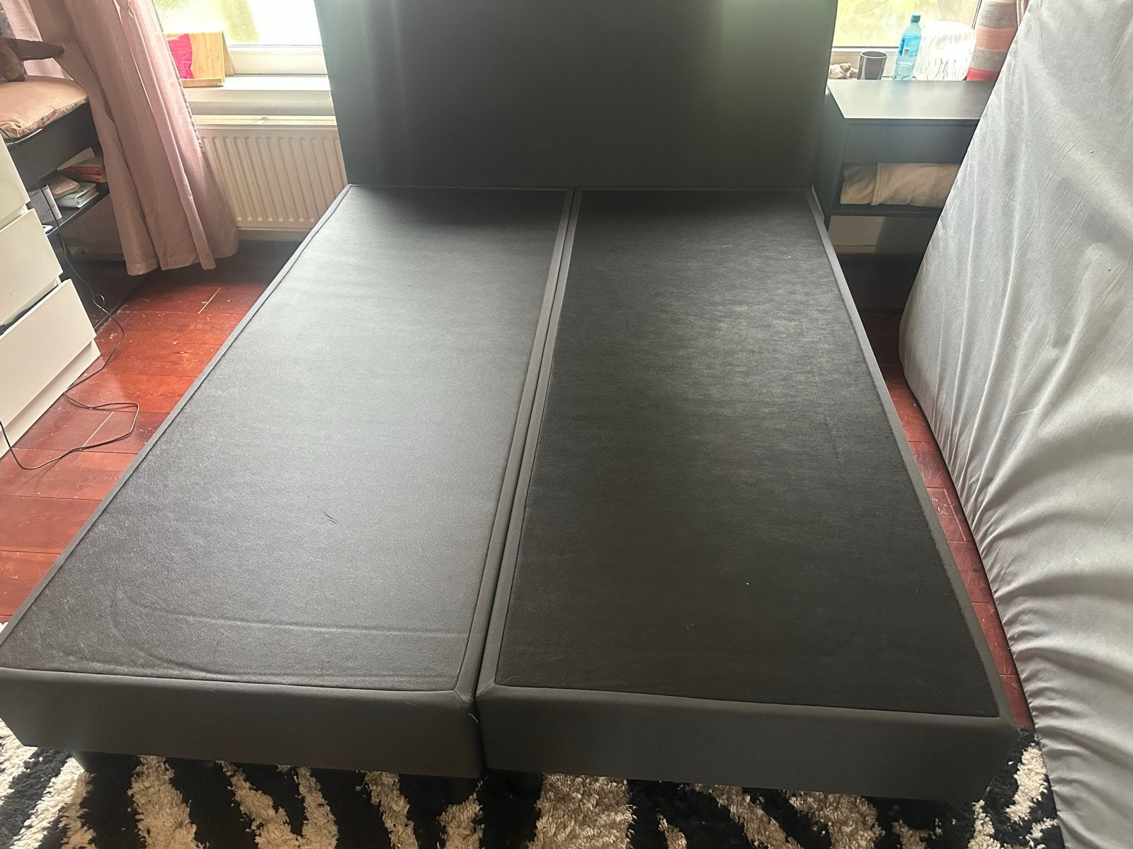 Grijs tweepersoonsbed 160x200 cm - Gebruikte staat, Ophalen, Gebruikt, Tweepersoons, 200 cm