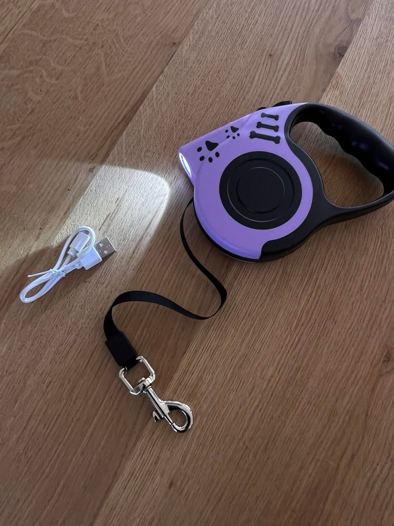 5 meter Flex hondenriem met LED verlichting - USB oplaadbaar, Dieren en Toebehoren, Ophalen of Verzenden, Nieuw, Hondenriem