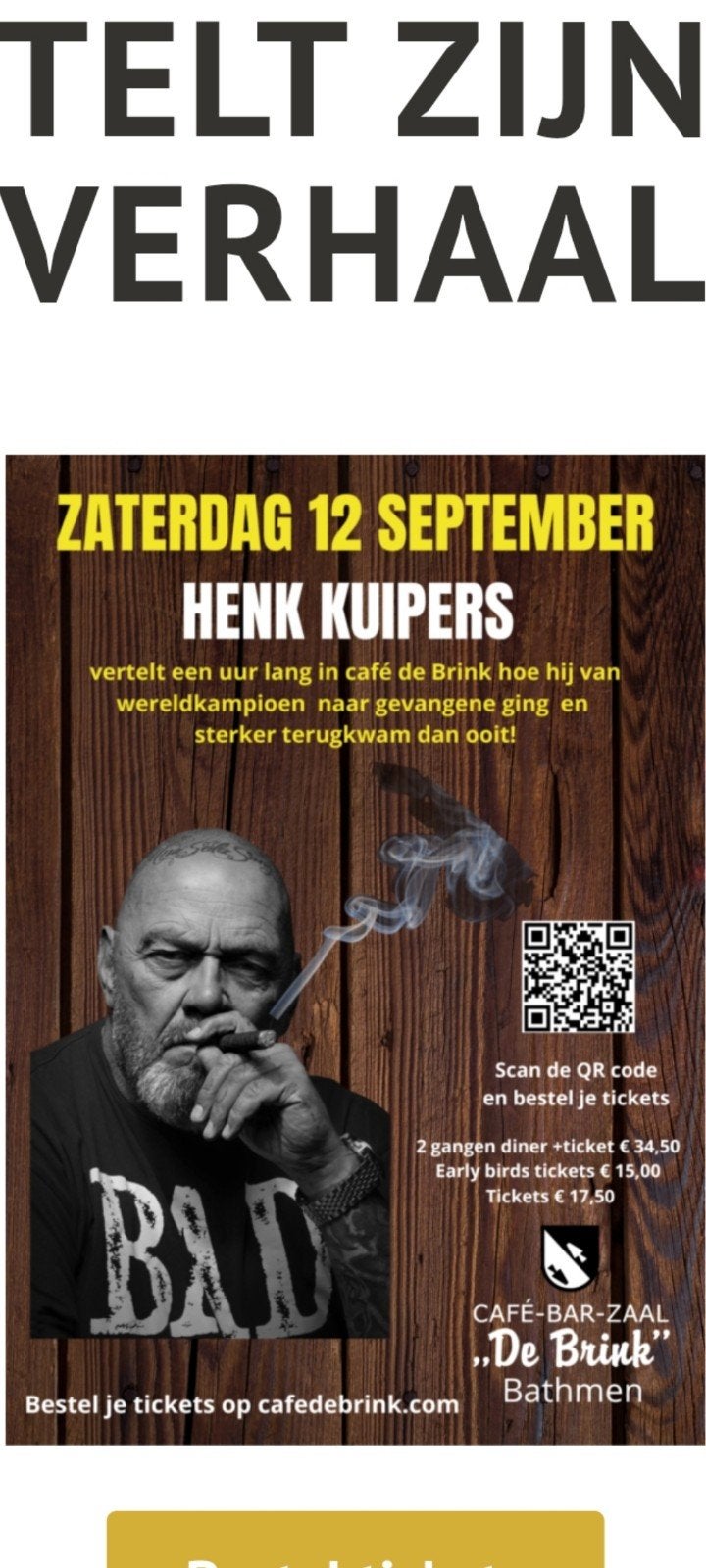 Henk Kuipers verteld zijn verhaal, Tickets en Kaartjes, Twee personen, September