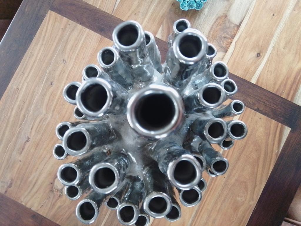 Pols potten vaas zilver 50 tubes, Huis en Inrichting, Ophalen, Overige kleuren, 50 tot 75 cm, Aardewerk of Porselein