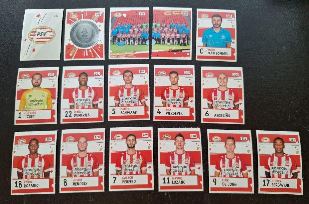 Complete set stickers PSV Eindhoven 2018-19, Verzamelen, Ophalen of Verzenden, Zo goed als nieuw, PSV, Poster, Plaatje of Sticker
