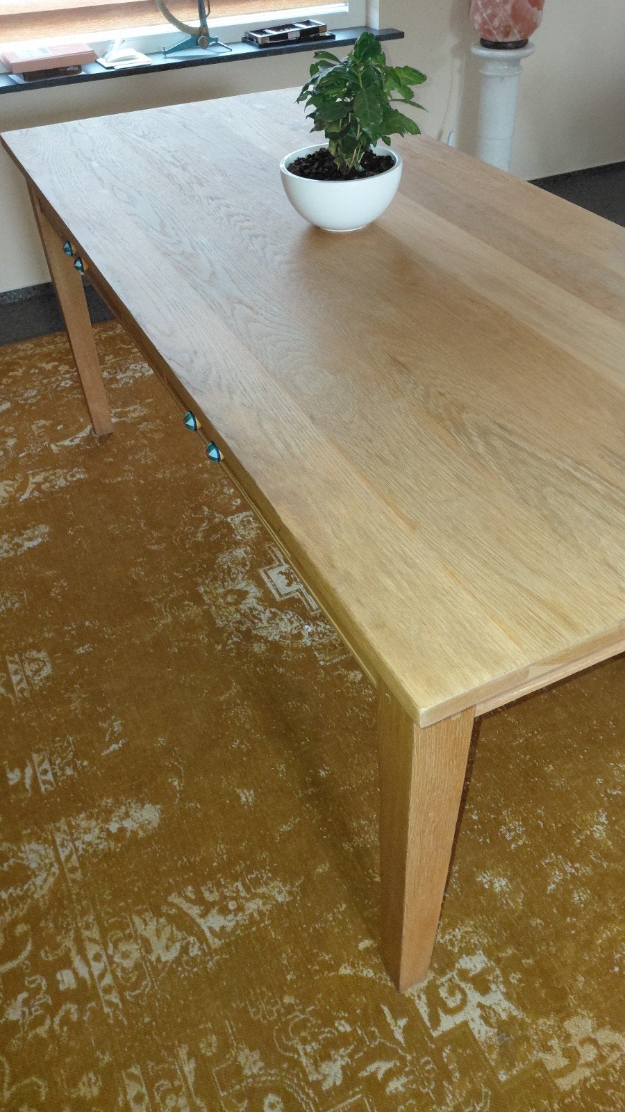 Eikenhouten eettafel met lades - Zo goed als nieuw, Ophalen, Eikenhout, 50 tot 100 cm, Zo goed als nieuw