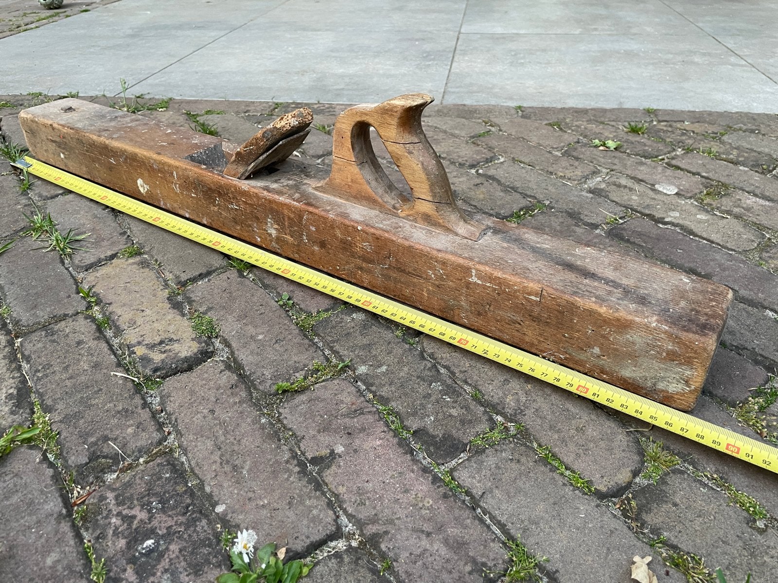 Oude houten reischaaf, recht en scherp, 80cm, Ophalen