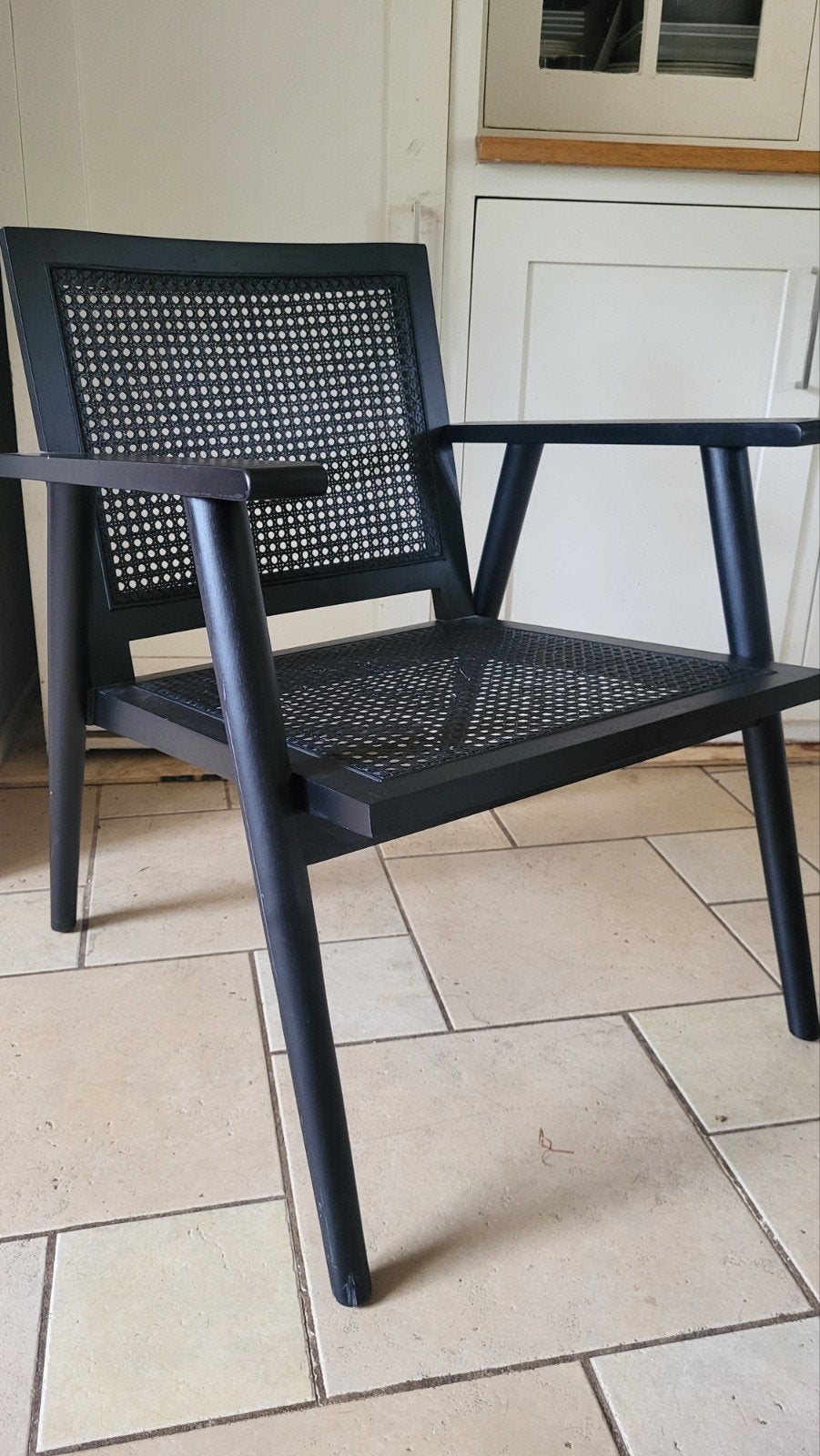 nette webbing stoel zwart, Huis en Inrichting, Ophalen, Zo goed als nieuw, Hout, Webbing